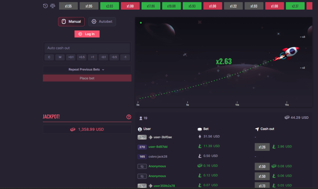 500 Casino "Crash" game mode